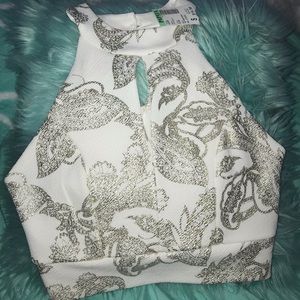 White and gold crop top